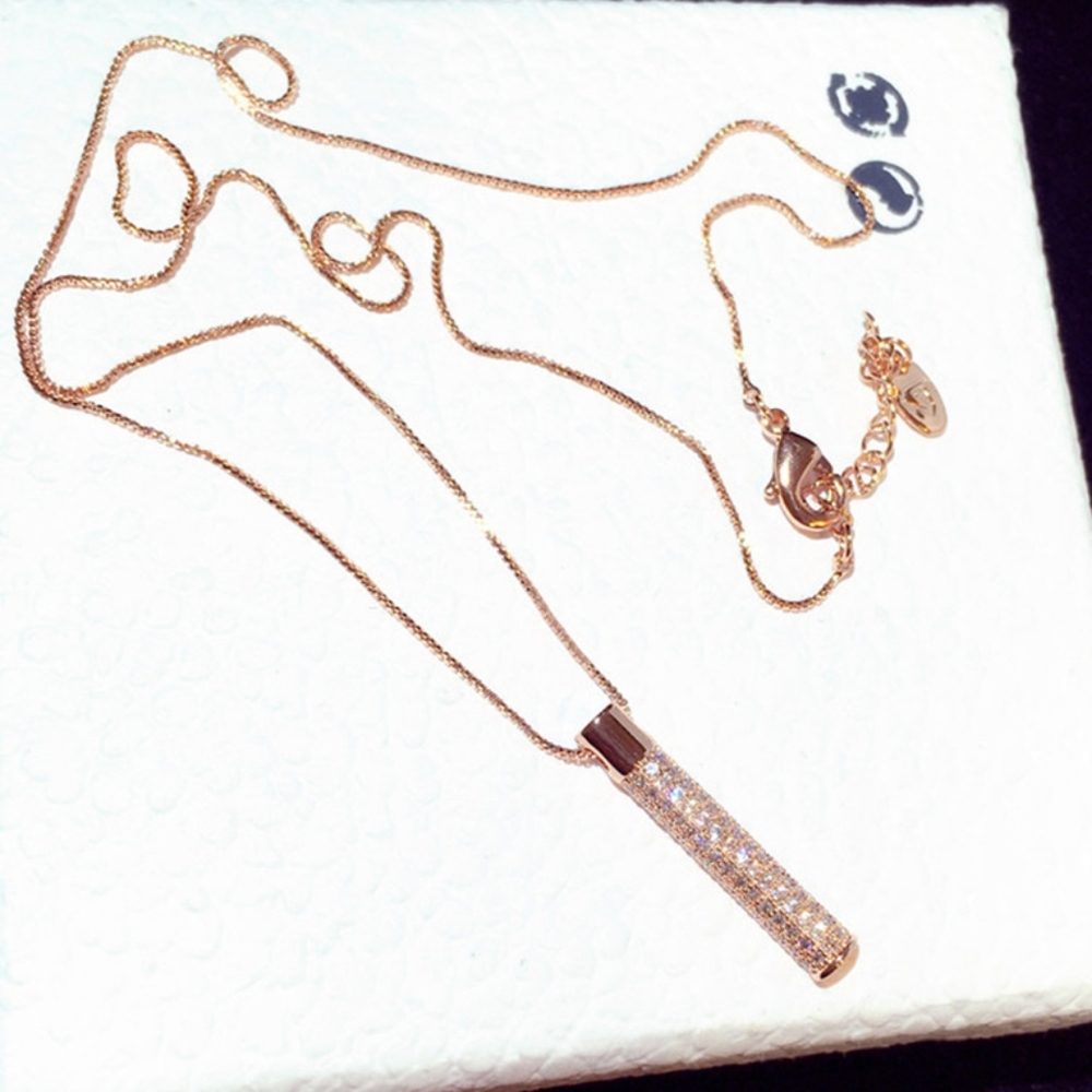 14k Rose gold & sterling sliver diamond necklace - Picture 6 of 10